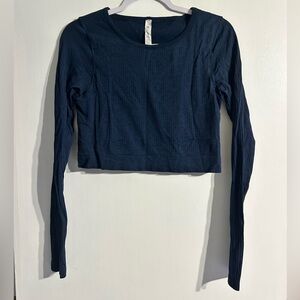 Lululemon Ebb to Street Long Sleeve Cropped C/D Cup True Navy TRNV Size 10